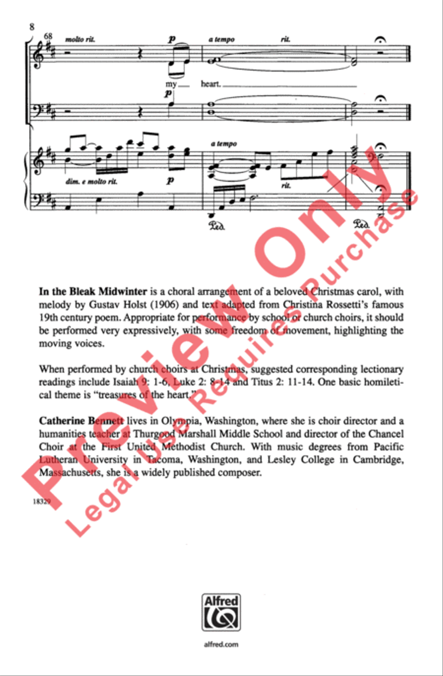 In the Bleak Midwinter 4-Part scores gallery preview page 8