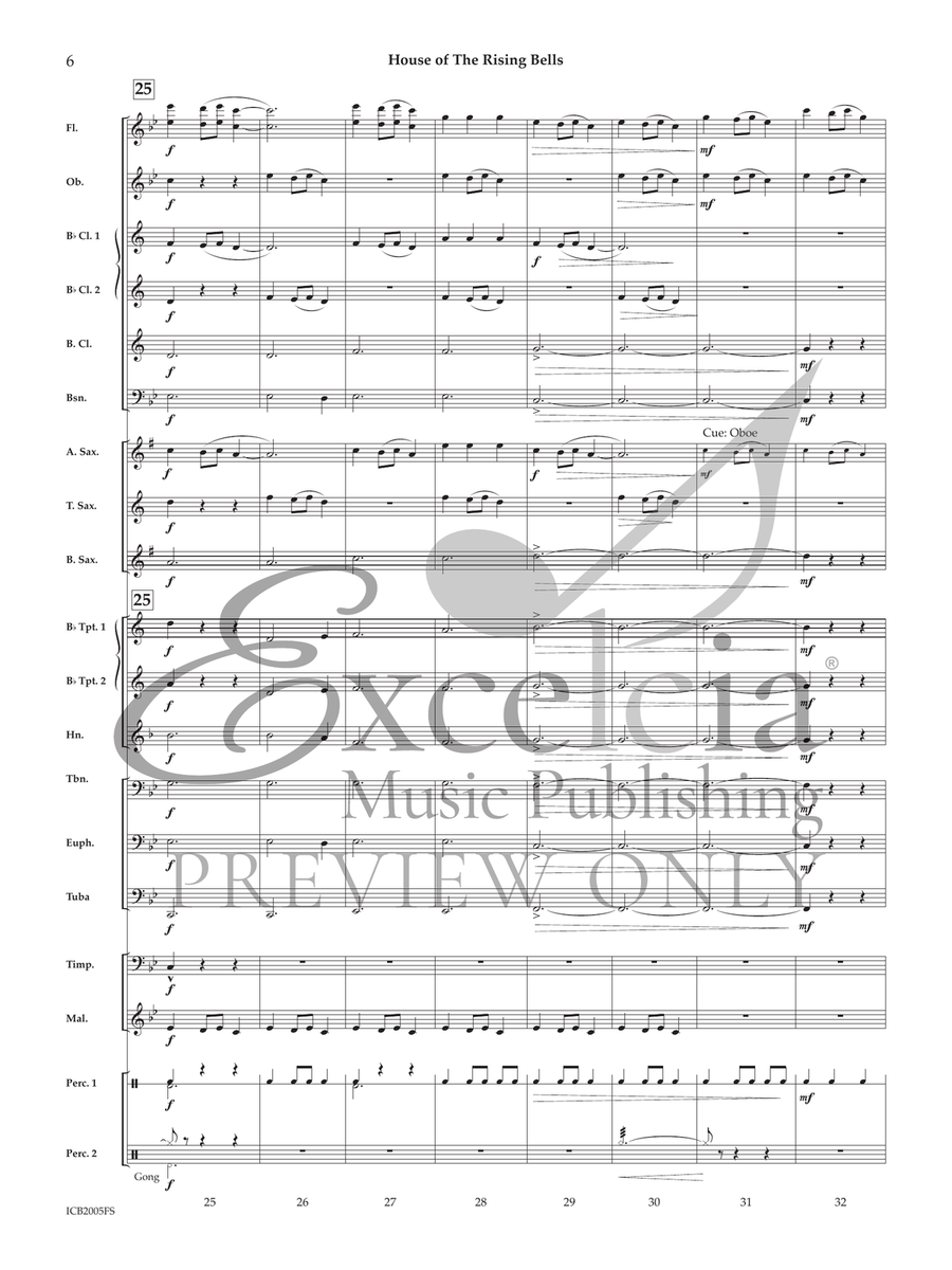 House of the Rising Bells Concert Band scores gallery preview page 6