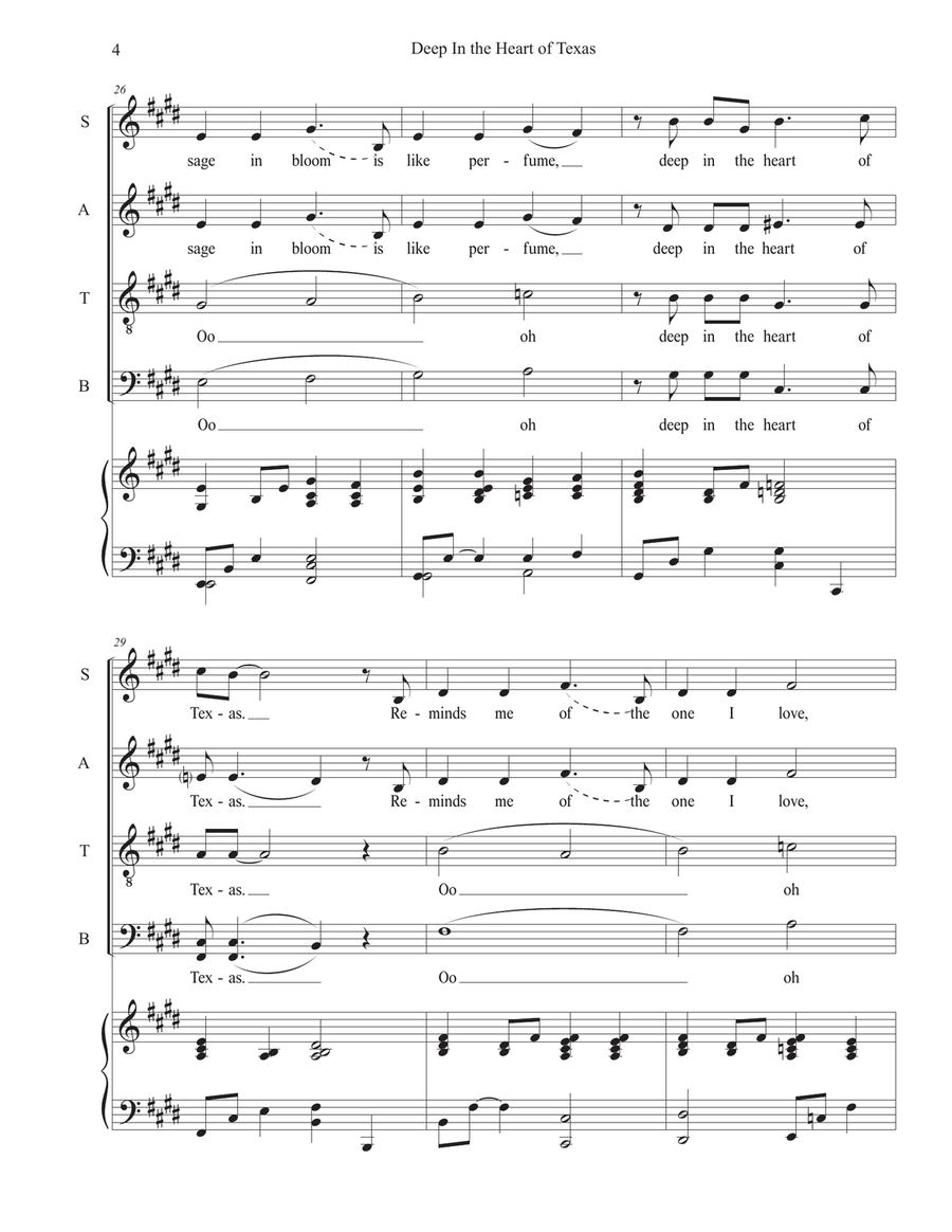 Deep In The Heart Of Texas 4-Part scores gallery preview page 5