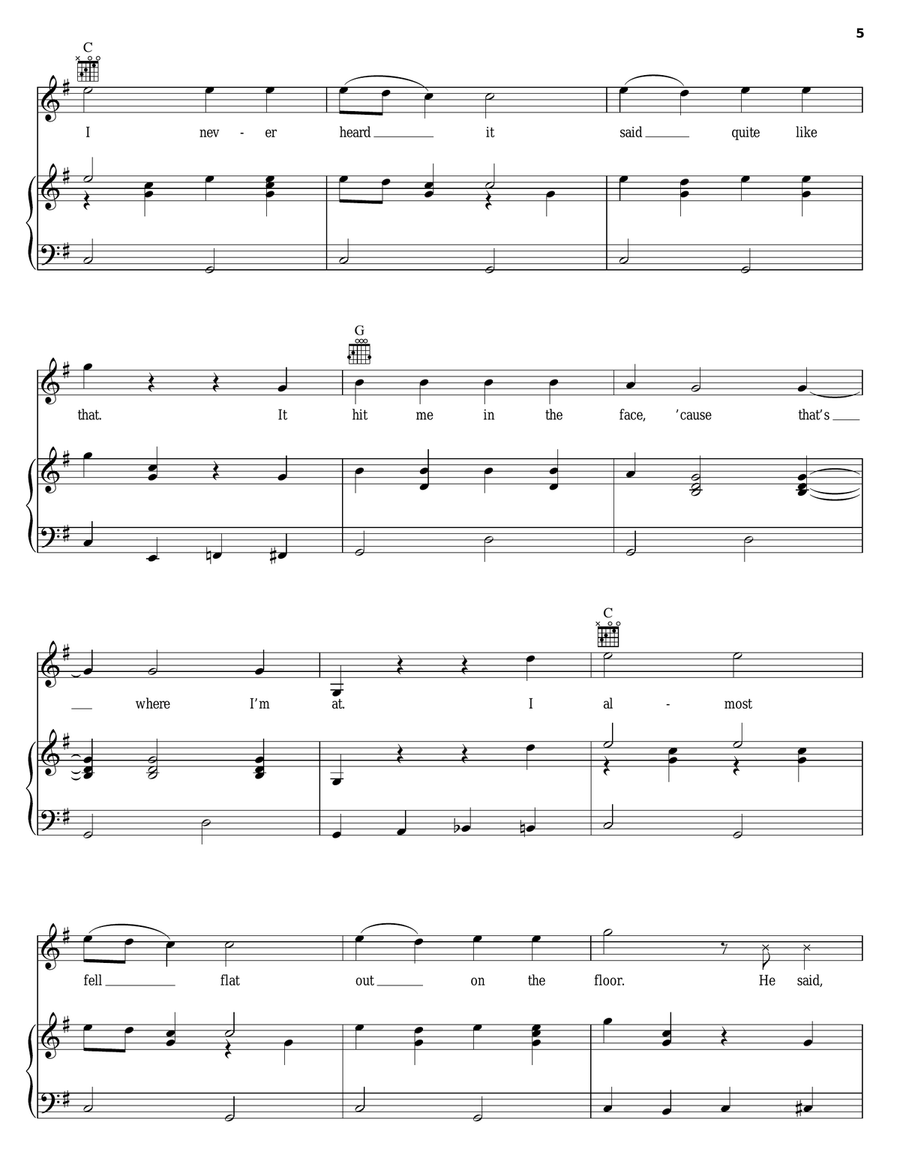 Backwards Backwards Piano, Vocal, Guitar scores gallery preview page 5