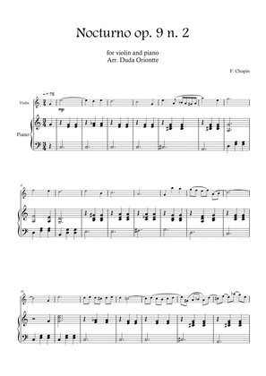 Book cover for Nocturno op. 9 no. 2 (violin and piano - SIMPLIFIED) CHOPIN