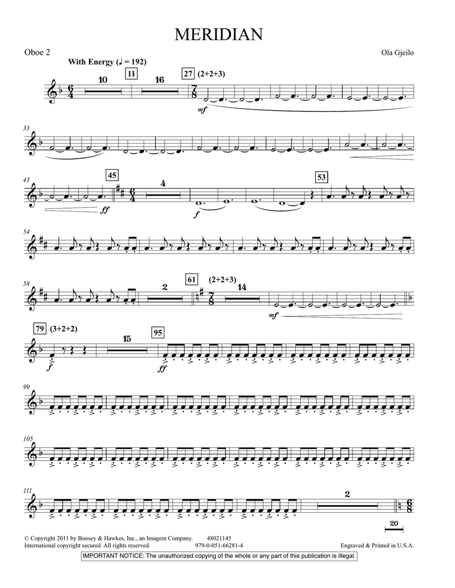 Meridian - Oboe 2 Meridian - Oboe 2 Concert Band scores gallery preview page 1