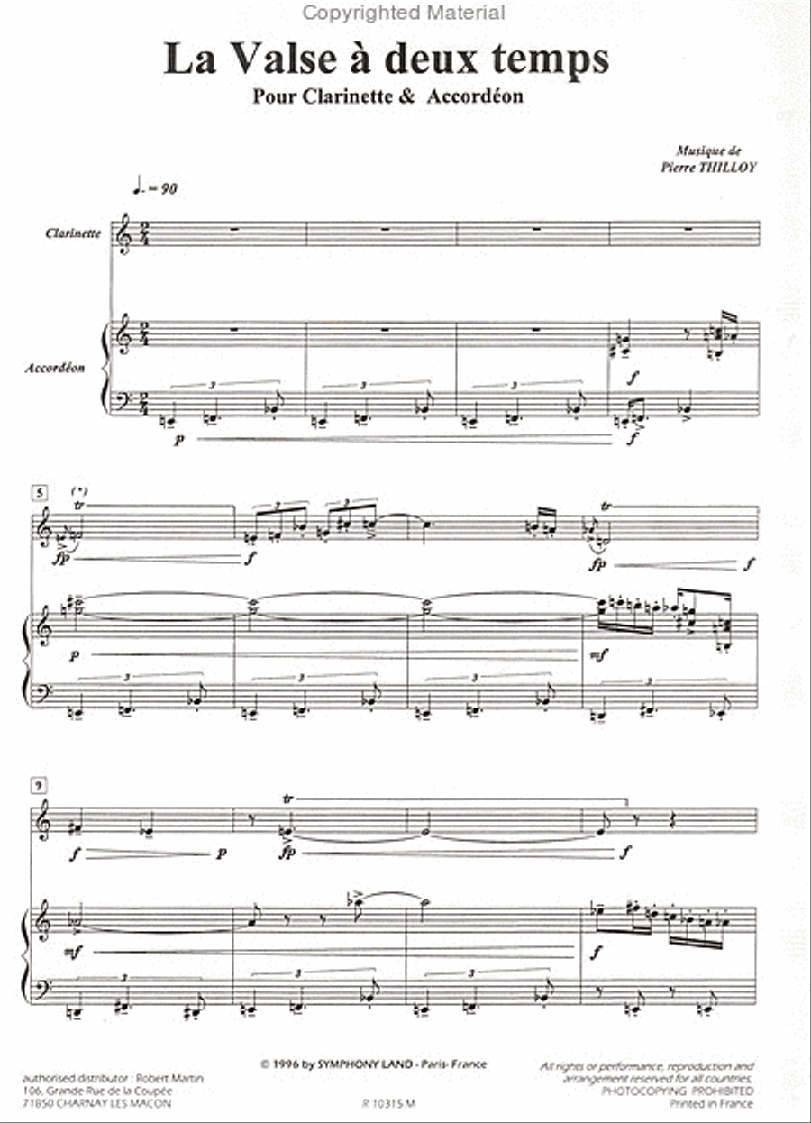 Valse a deux temps (clarinette et accordeon) Clarinet Solo scores gallery preview page 2