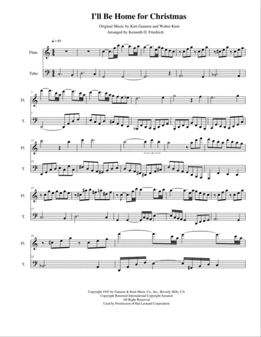 I'll Be Home For Christmas Tuba scores gallery preview page 1