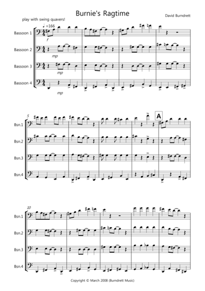 Burnie's Ragtime for Bassoon Quartet image number null