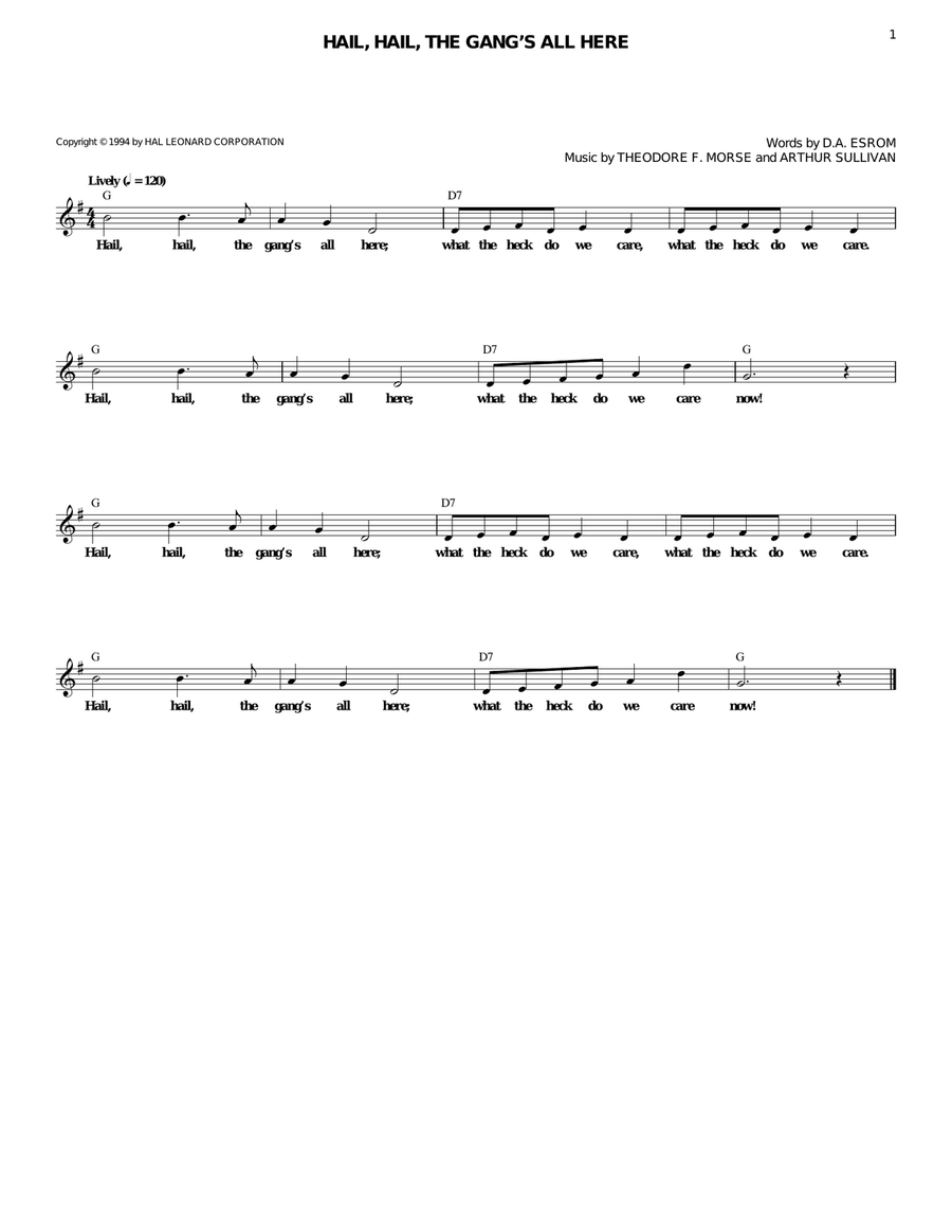 Hail, Hail, The Gang's All Here Guitar scores gallery preview page 1