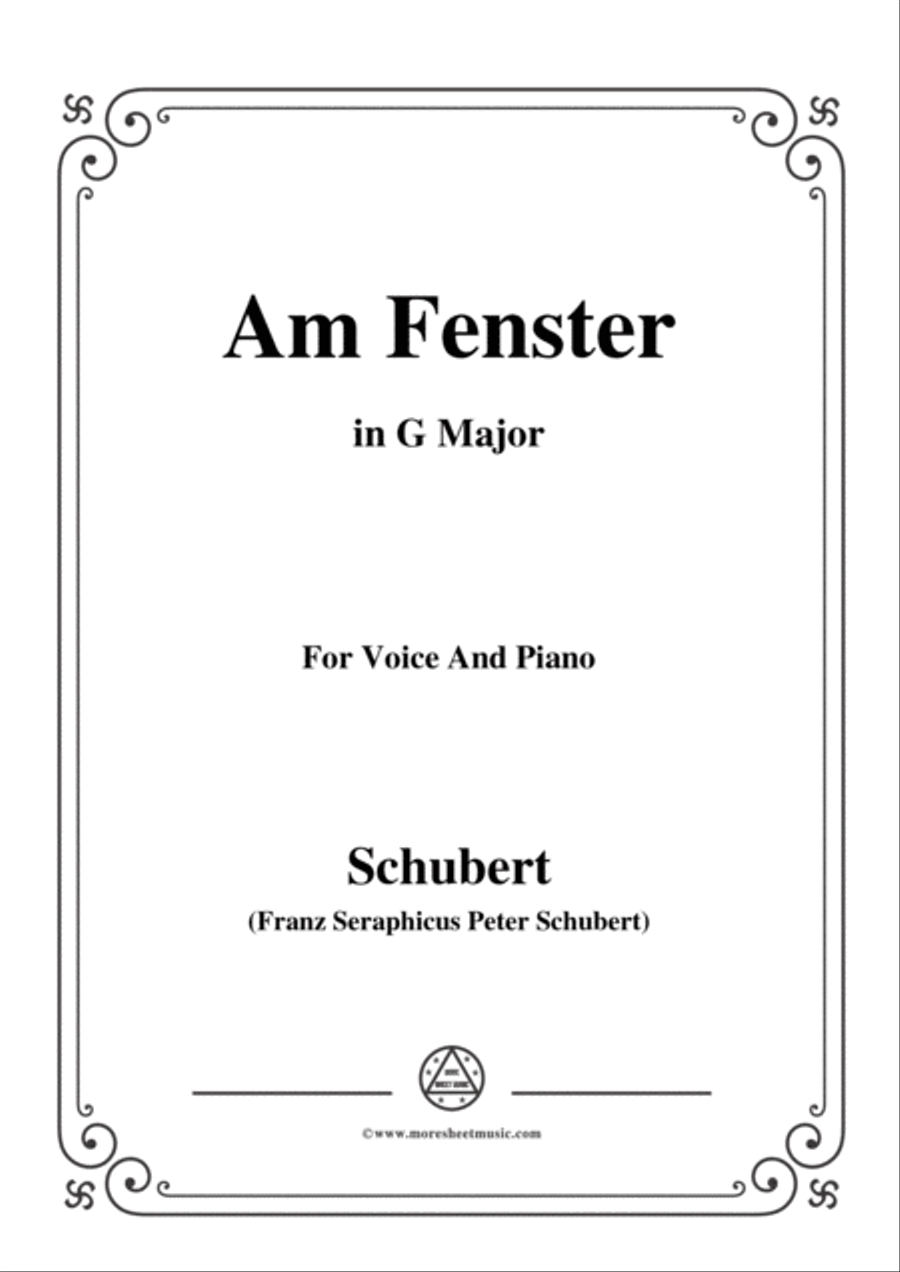 Schubert-Am Fenster,Op.105 No.3,in G Major,for Voice&Piano Voice scores gallery preview page 1