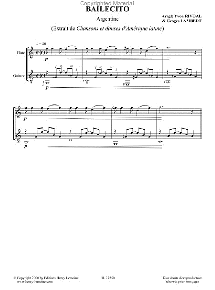 Chansons et danses d'Amerique latine - Volume A Flute scores gallery preview page 6