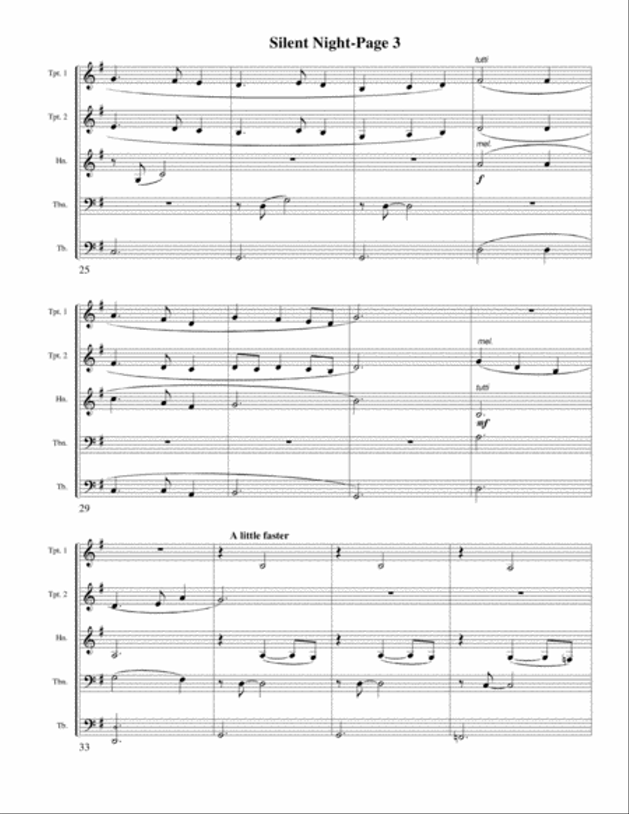 Silent Night for Brass Quintet Brass Quintet scores gallery preview page 3