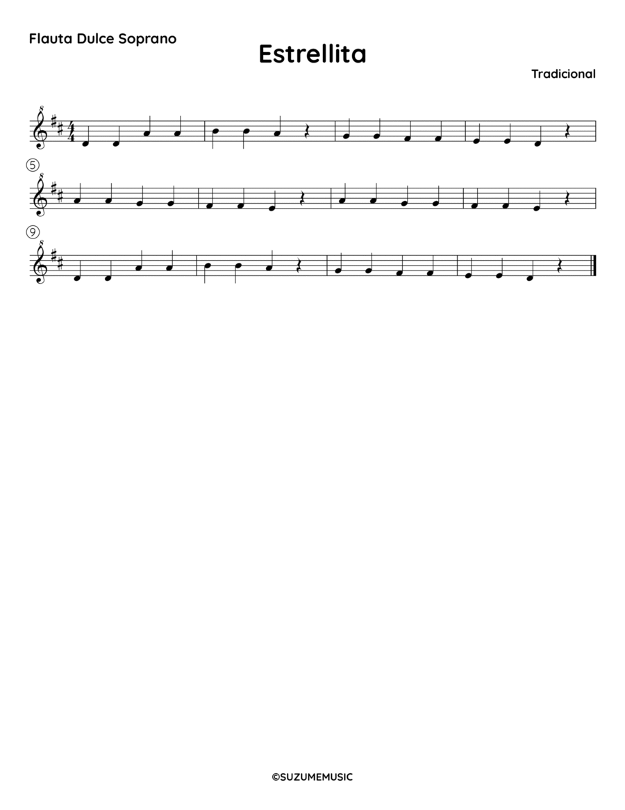 Estrellita - D Estrellita - D Flute Solo scores gallery preview page 1