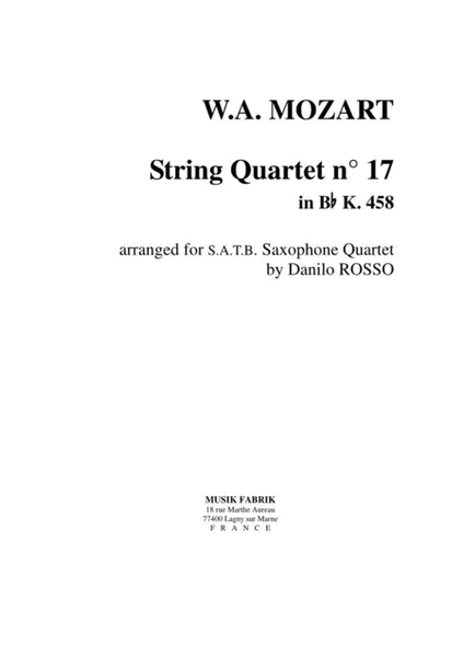 String Quartet no. 17 in Bb K 458
