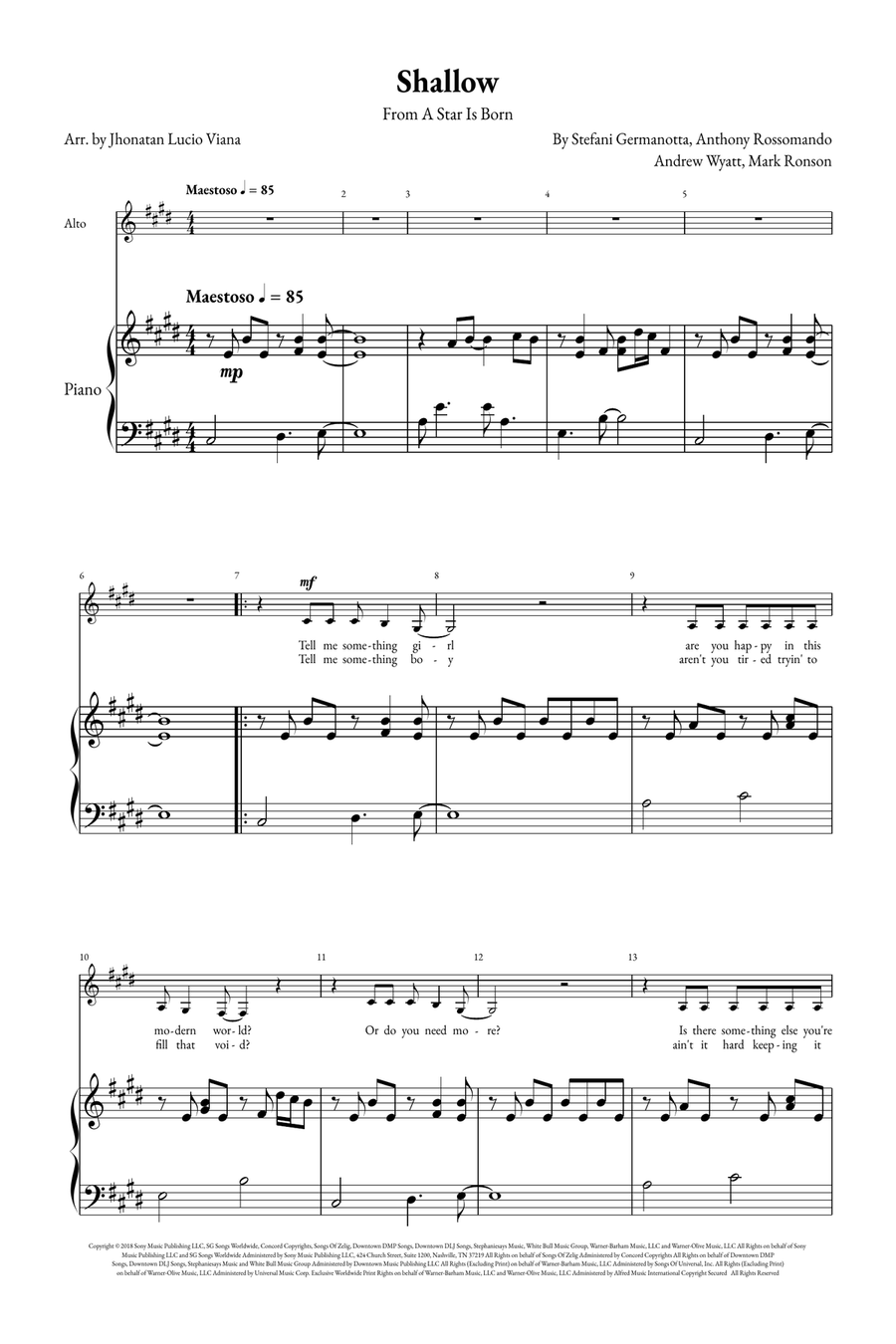 Shallow A Cappella scores gallery preview page 1