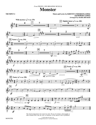Book cover for Monster (from Frozen The Broadway Musical) (arr. Mark Brymer) - Trumpet 2