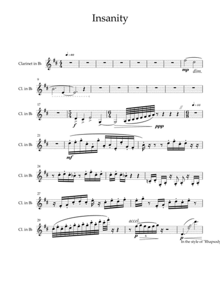 Insanity- A duet for Clarinet and Piano image number null