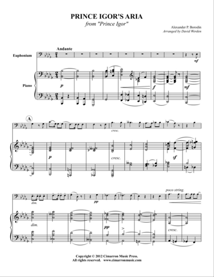Prince Igor's Aria Euphonium scores gallery preview page 1