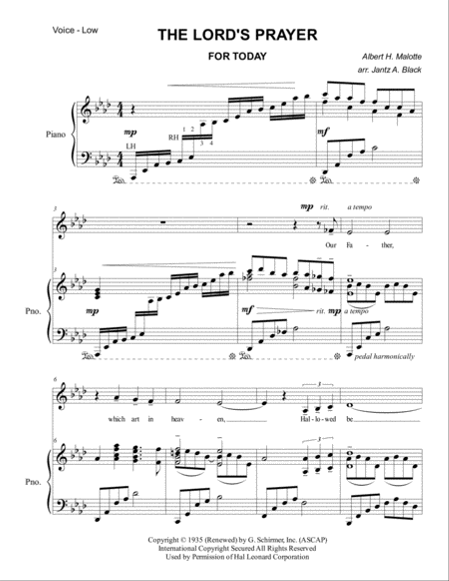 The Lord's Prayer The Lord's Prayer Low Voice scores gallery preview page 1