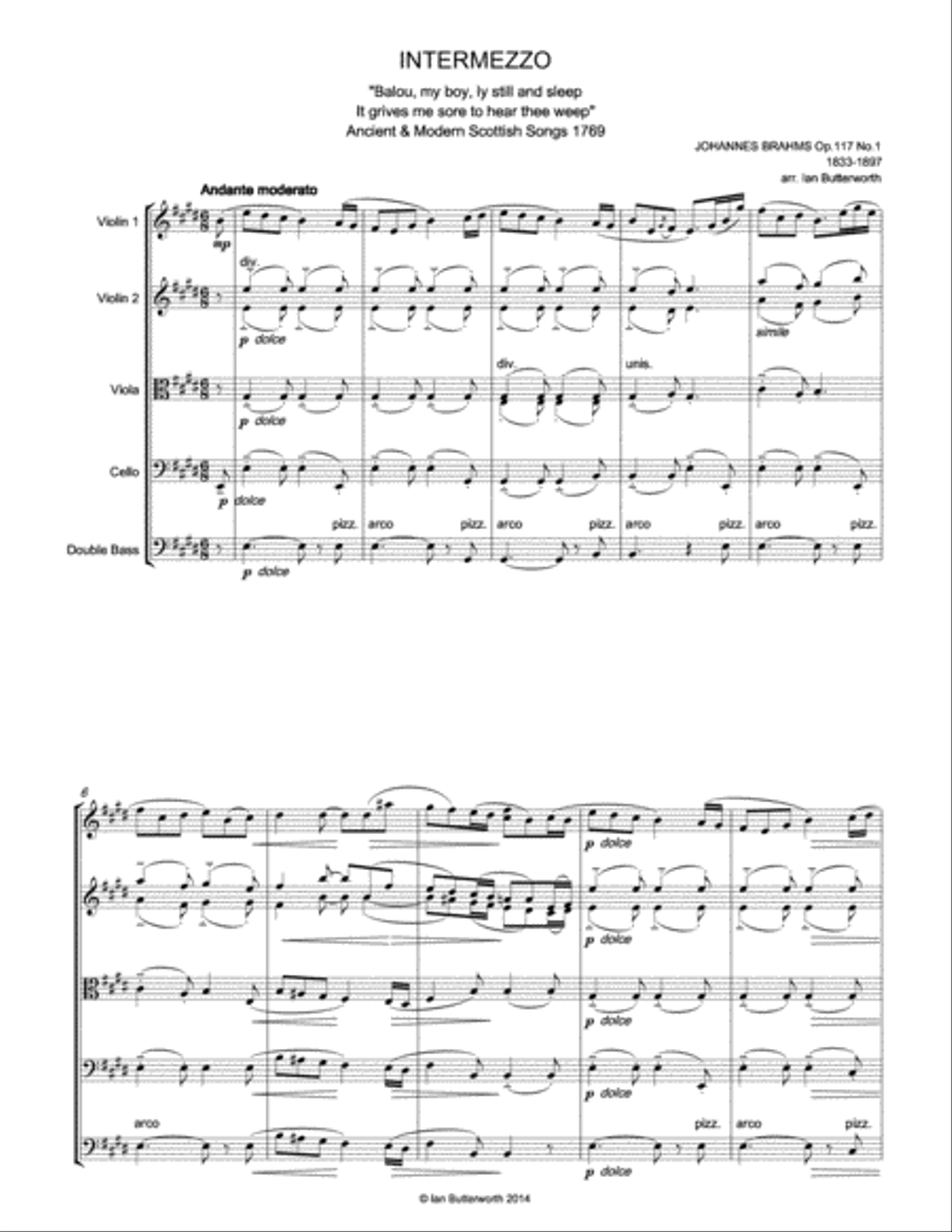 BRAHMS Intermezzo Op.117 No.1 for string orchestra String Orchestra scores gallery preview page 2
