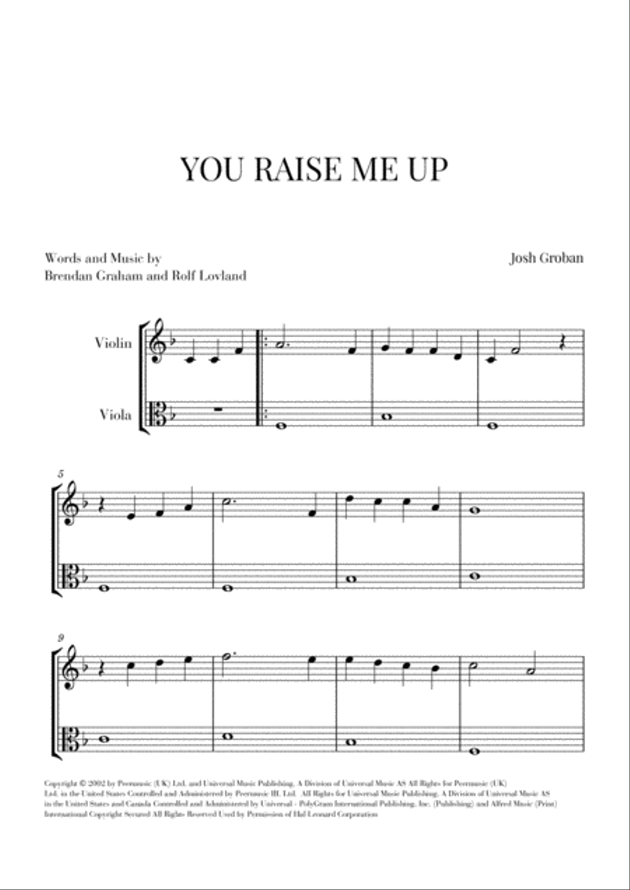 You Raise Me Up You Raise Me Up String Duet scores gallery preview page 1