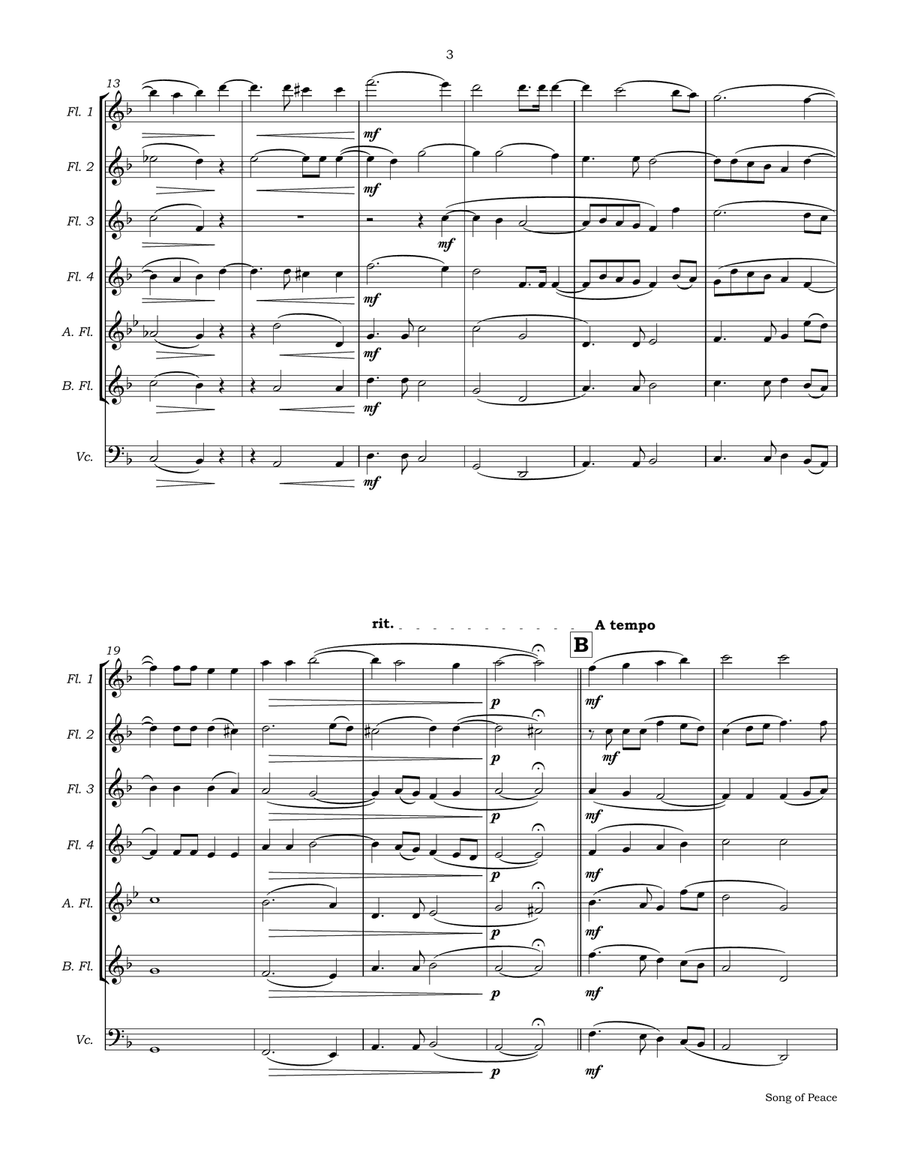 Song of Peace for Flute Choir Flute Choir scores gallery preview page 6