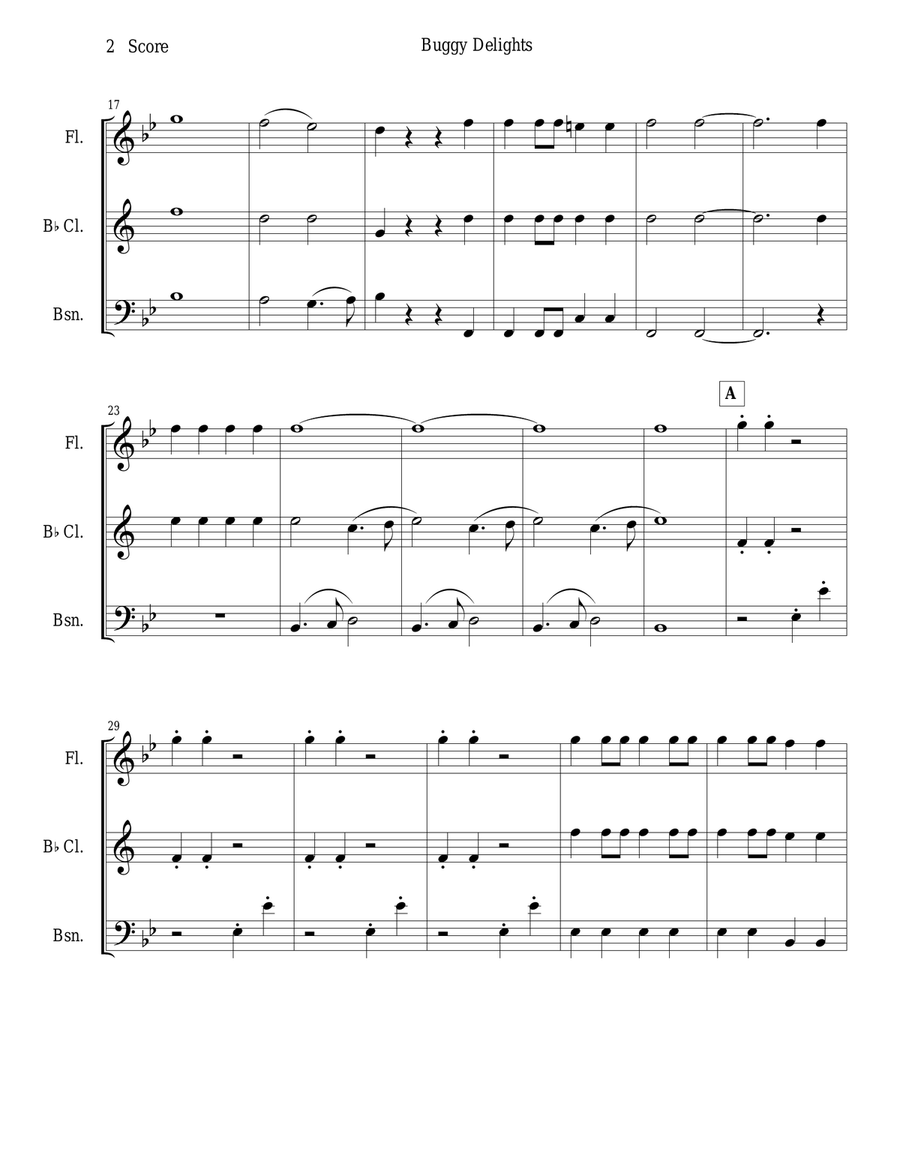 Buggy Delights for Flute, Clarinet, and Bassoon Trio Buggy Delights for Flute, Clarinet, and Bassoon Trio Woodwind Trio scores gallery preview page 2