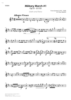 Military March No.1, Op.51 - Violin and Piano (Individual Parts)