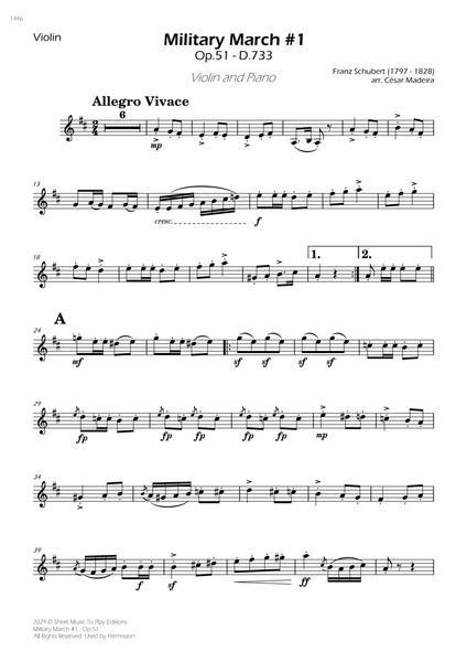 Military March No.1, Op.51 - Violin and Piano (Individual Parts) image number null