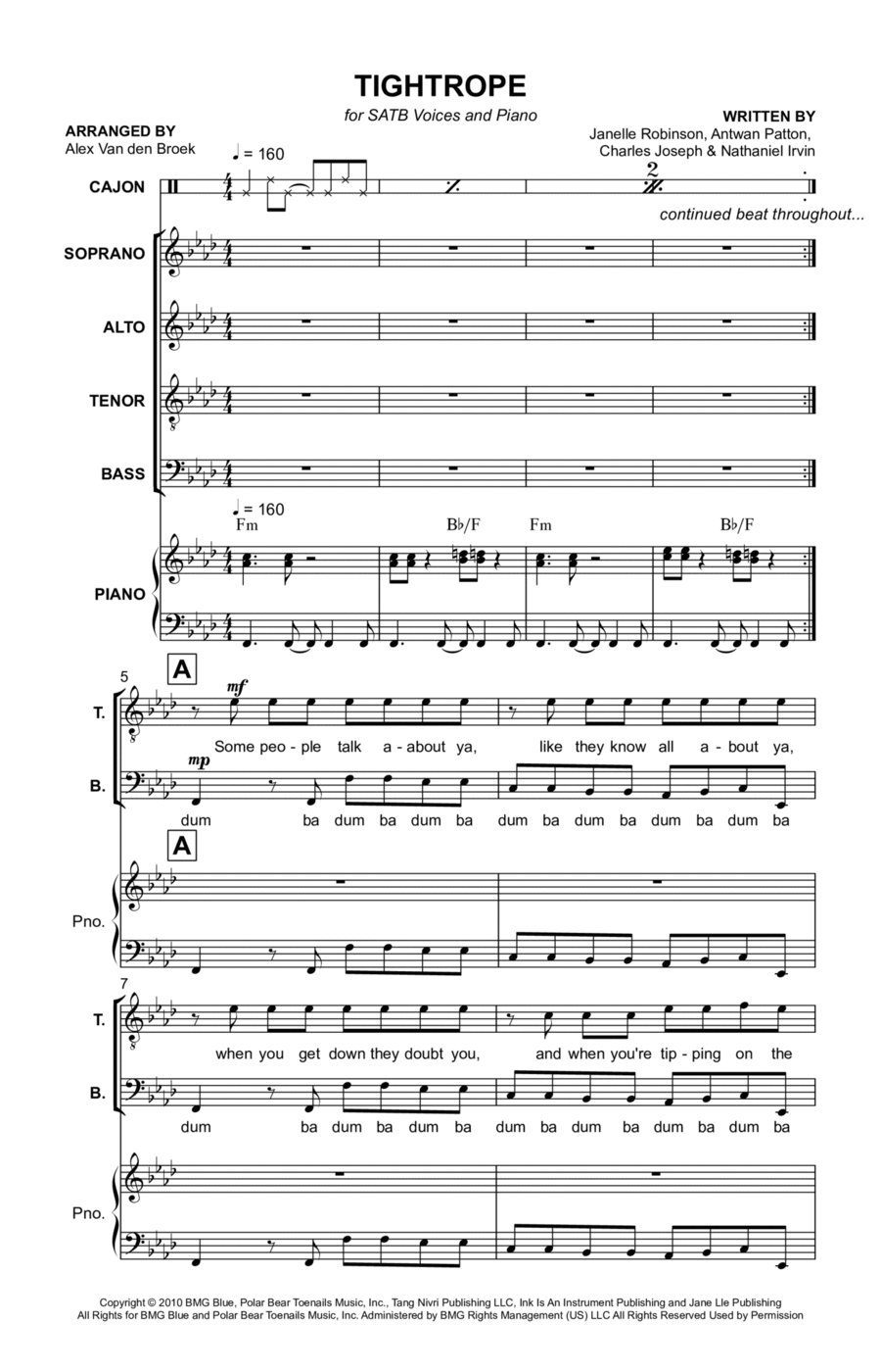 Tightrope 4-Part scores gallery preview page 1