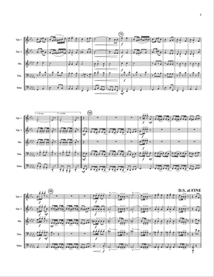 U.S. Field Artillery March Brass Quintet scores gallery preview page 3