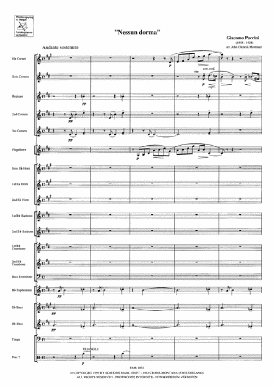 Nessun Dorma Brass Band scores gallery preview page 4