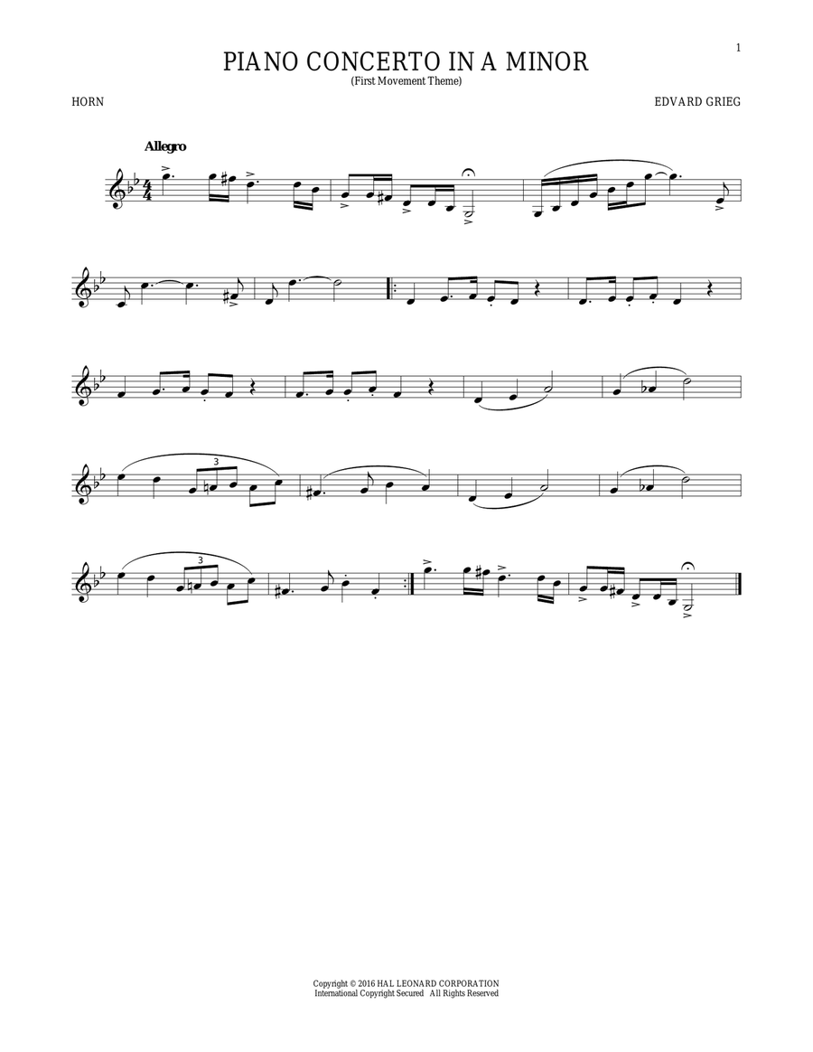 Piano Concerto In A Minor, Op. 16