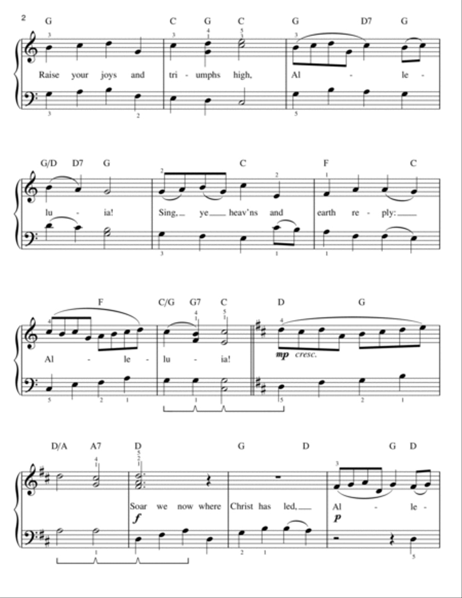 Christ The Lord Is Risen Today (arr. Phillip Keveren) Easy Piano scores gallery preview page 2