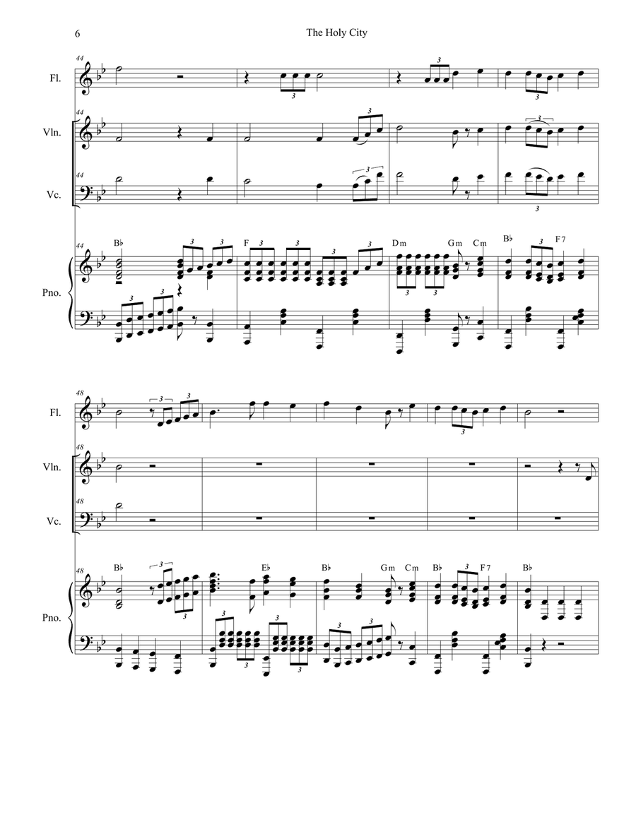 The Holy City (Duet for Violin and Cello) Piano Trio scores gallery preview page 6