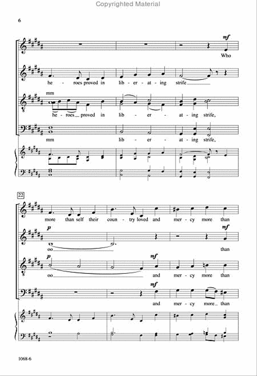 America the Beautiful - SATB Octavo 4-Part scores gallery preview page 5