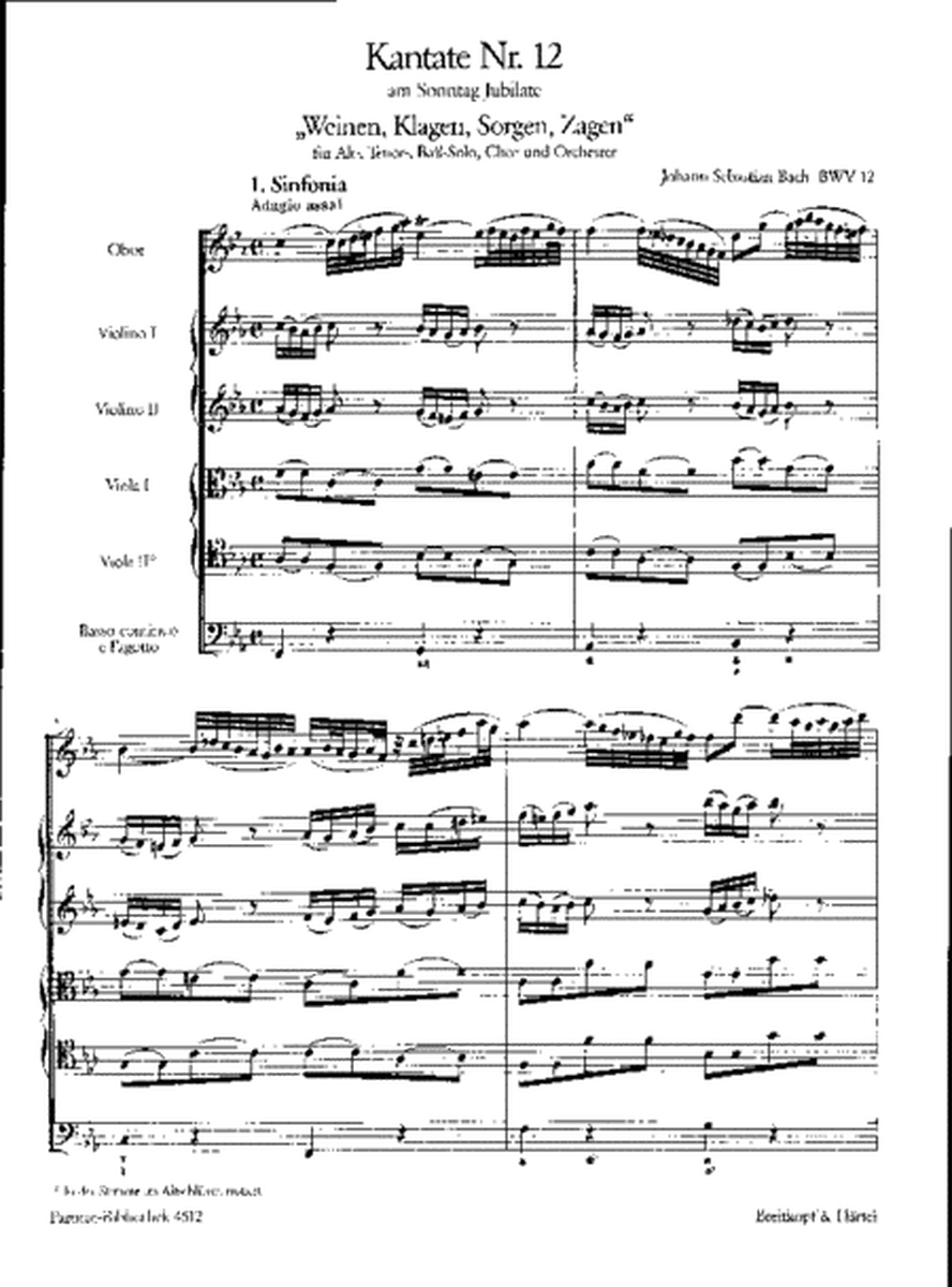 Cantata BWV 12 "Weeping, wailing, mourning, fearing"