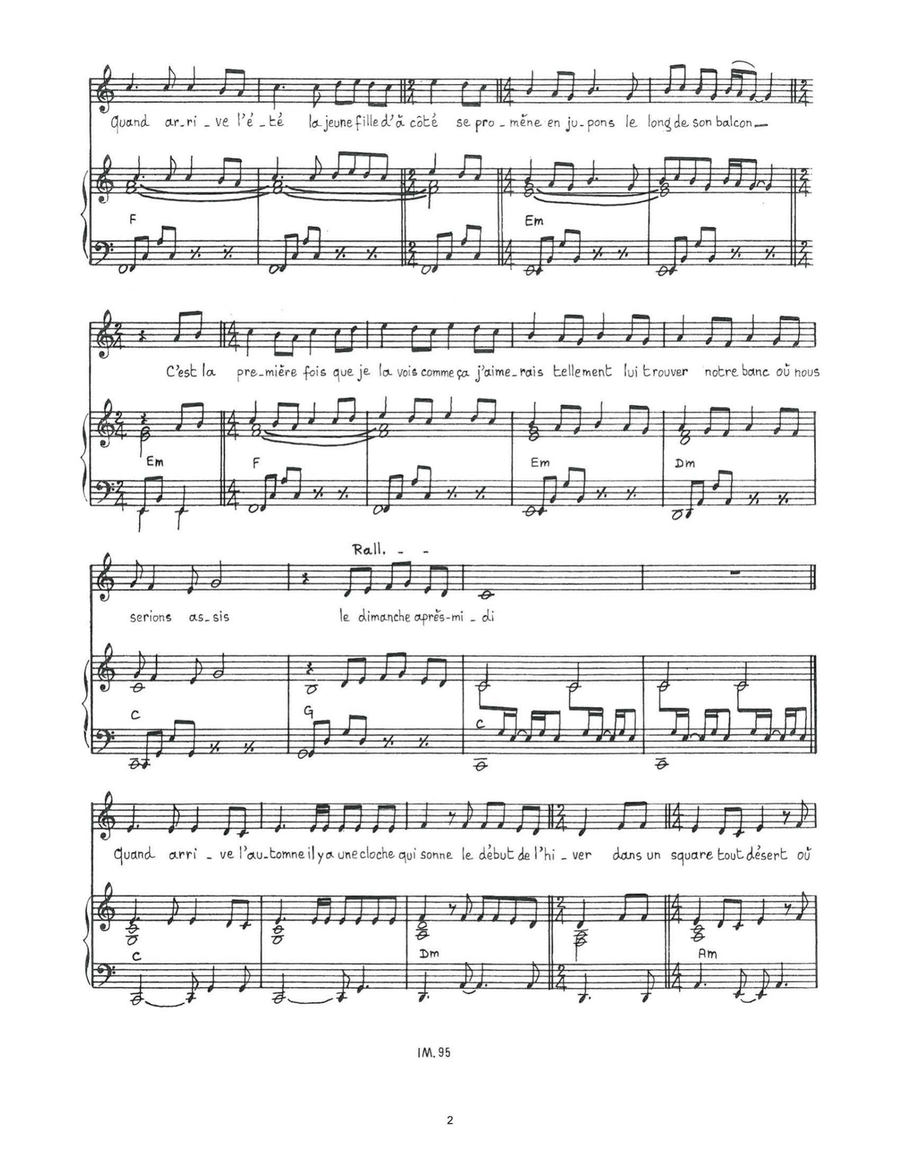 Le Dimanche Apres-Midi Piano, Vocal scores gallery preview page 2