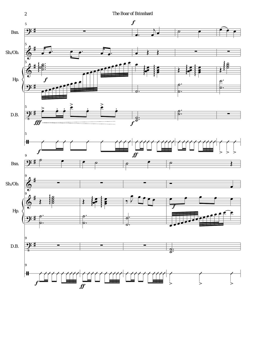 The Boar of Brinnhard (instrumental version) Bassoon scores gallery preview page 2