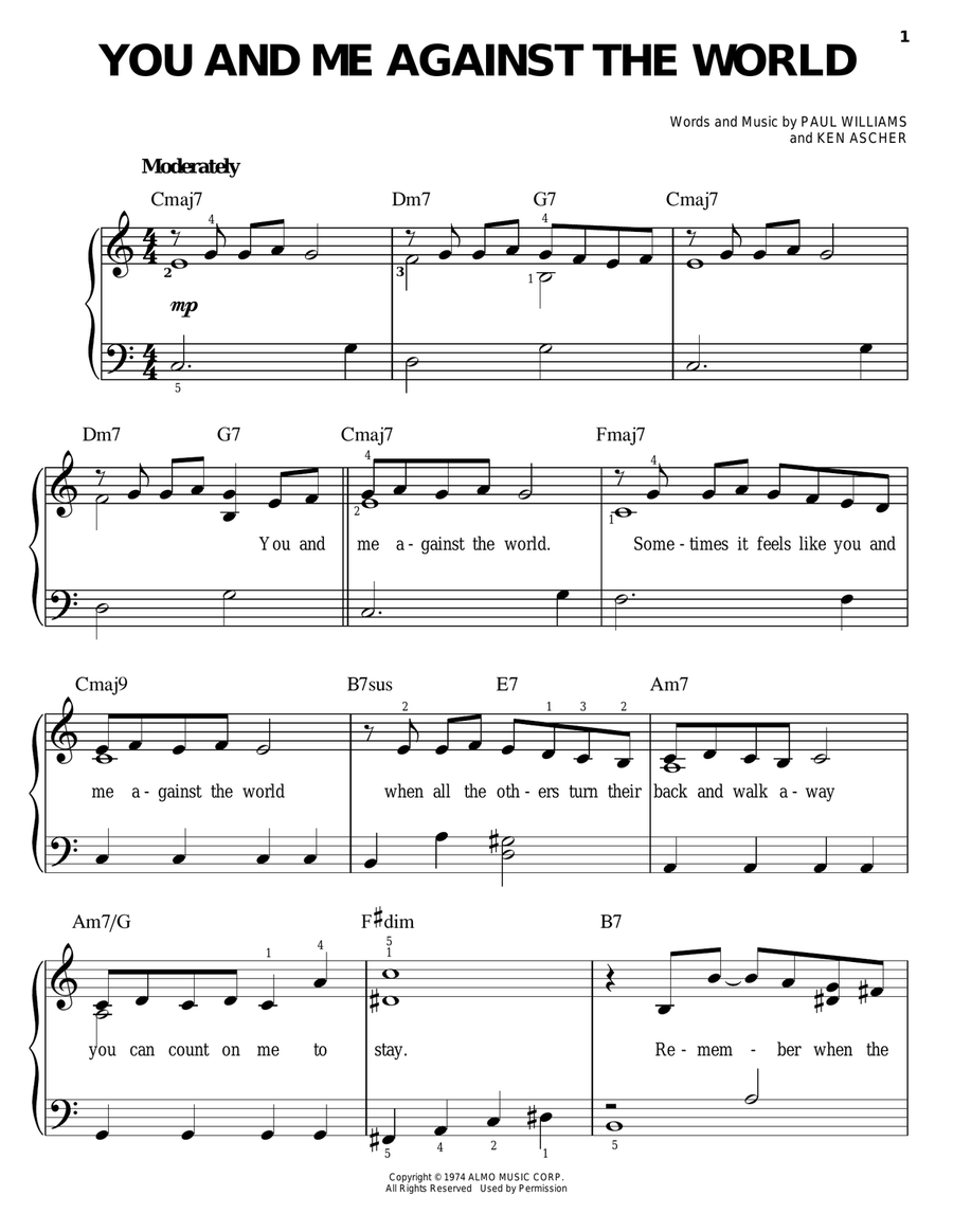 You And Me Against The World Easy Piano scores gallery preview page 1