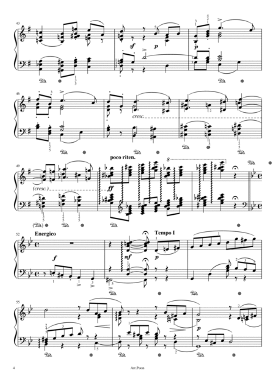 Tchaikovsky - The Seasons, Op. 37a No.6 - June, Barcarolle - Original With Fingered Piano Solo scores gallery preview page 4