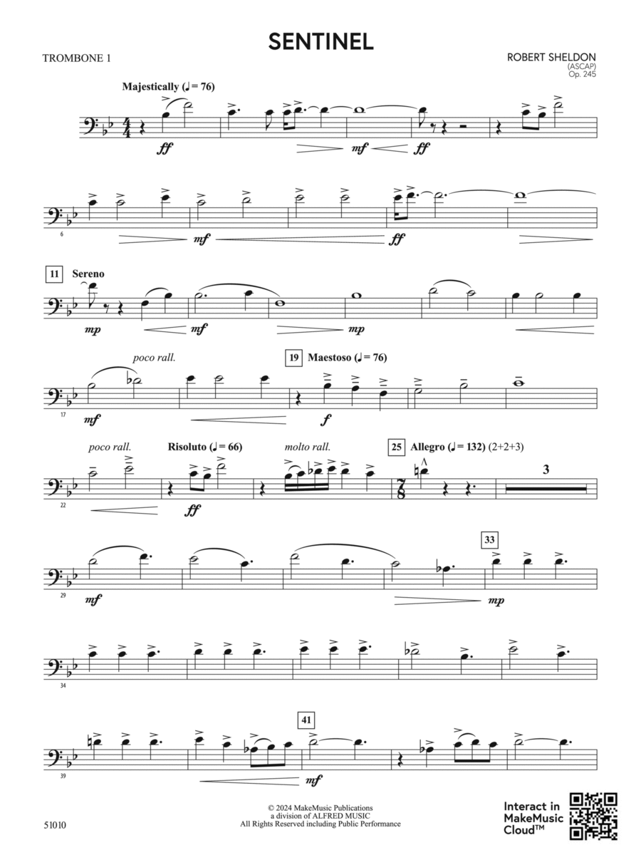 Sentinel: 1st Trombone Concert Band scores gallery preview page 1
