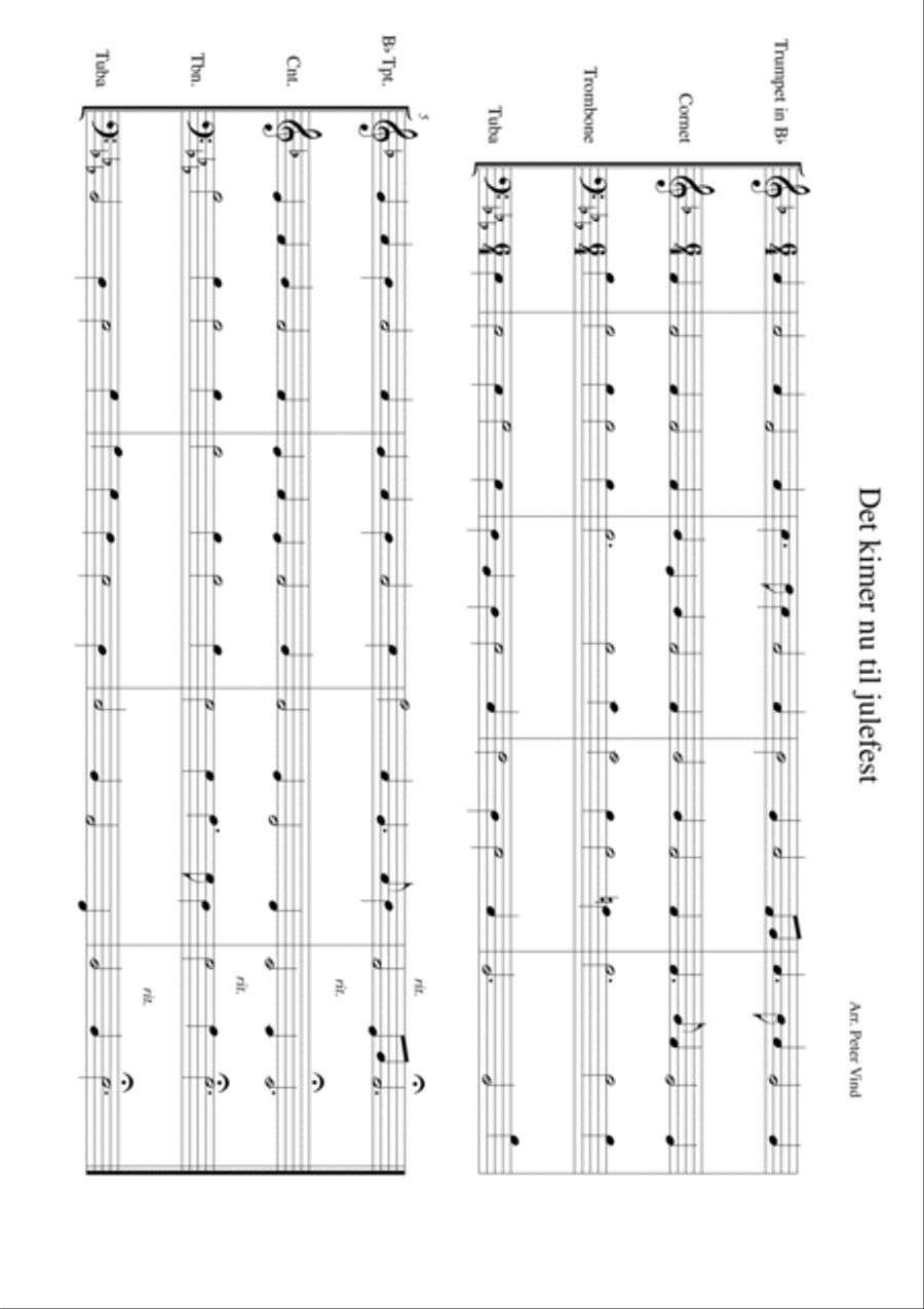 Danske julesalmer for Brass Kvartet arranged by Peter Vind Brass Ensemble scores gallery preview page 5