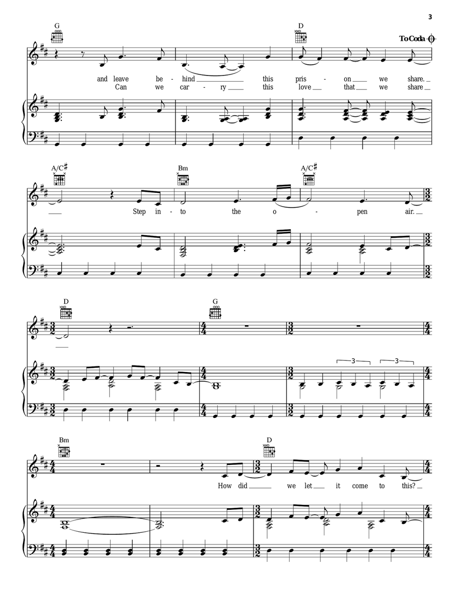 Into The Open Air (from Brave) Piano, Vocal, Guitar scores gallery preview page 3