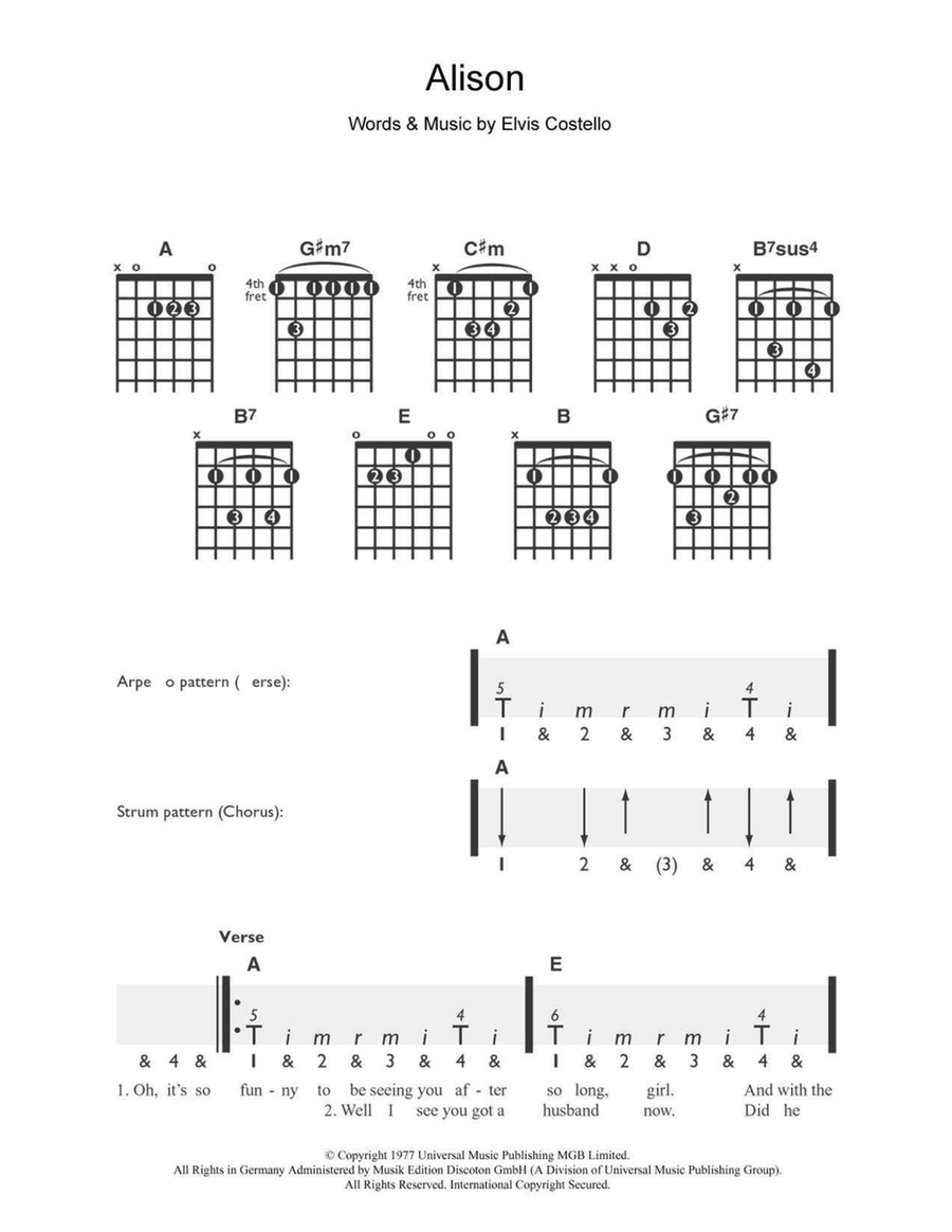 Alison Acoustic Guitar scores gallery preview page 1