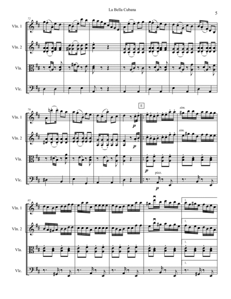 La Bella Cubana, score for string quartet image number null