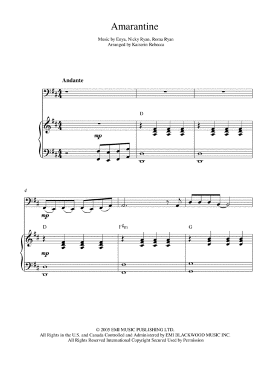Amarantine Amarantine Piano scores gallery preview page 1