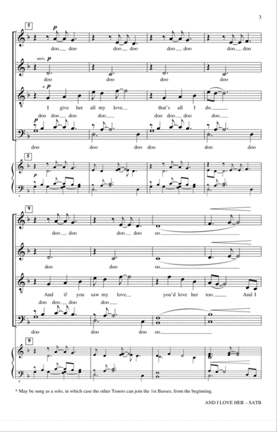 And I Love Her 4-Part scores gallery preview page 2