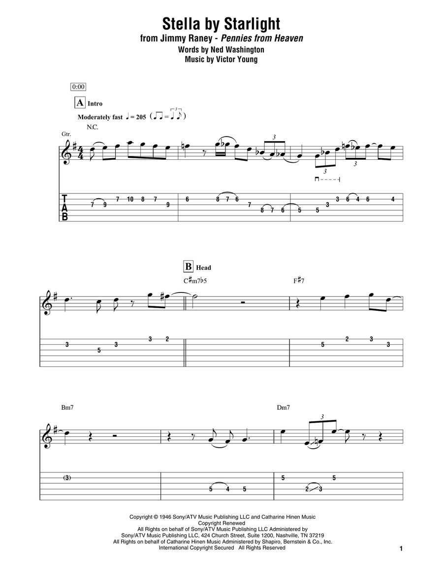 Stella By Starlight Electric Guitar scores gallery preview page 1