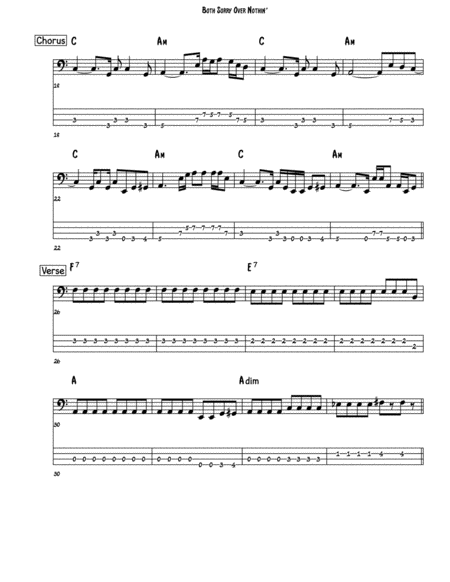 Both Sorry Over Nothin' (Bass Guitar TAB)