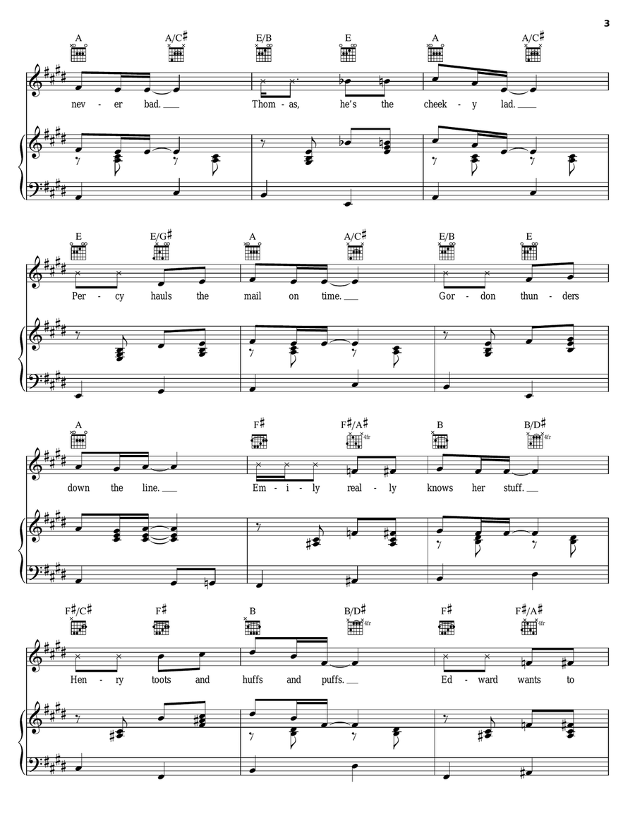 Thomas The Tank Engine (Main Title) Piano, Vocal, Guitar scores gallery preview page 3