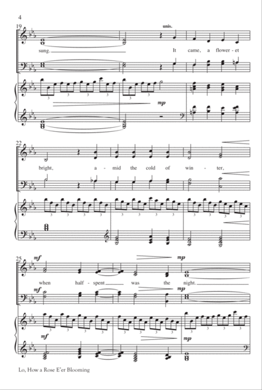 Lo, How a Rose E'er Blooming 4-Part scores gallery preview page 4