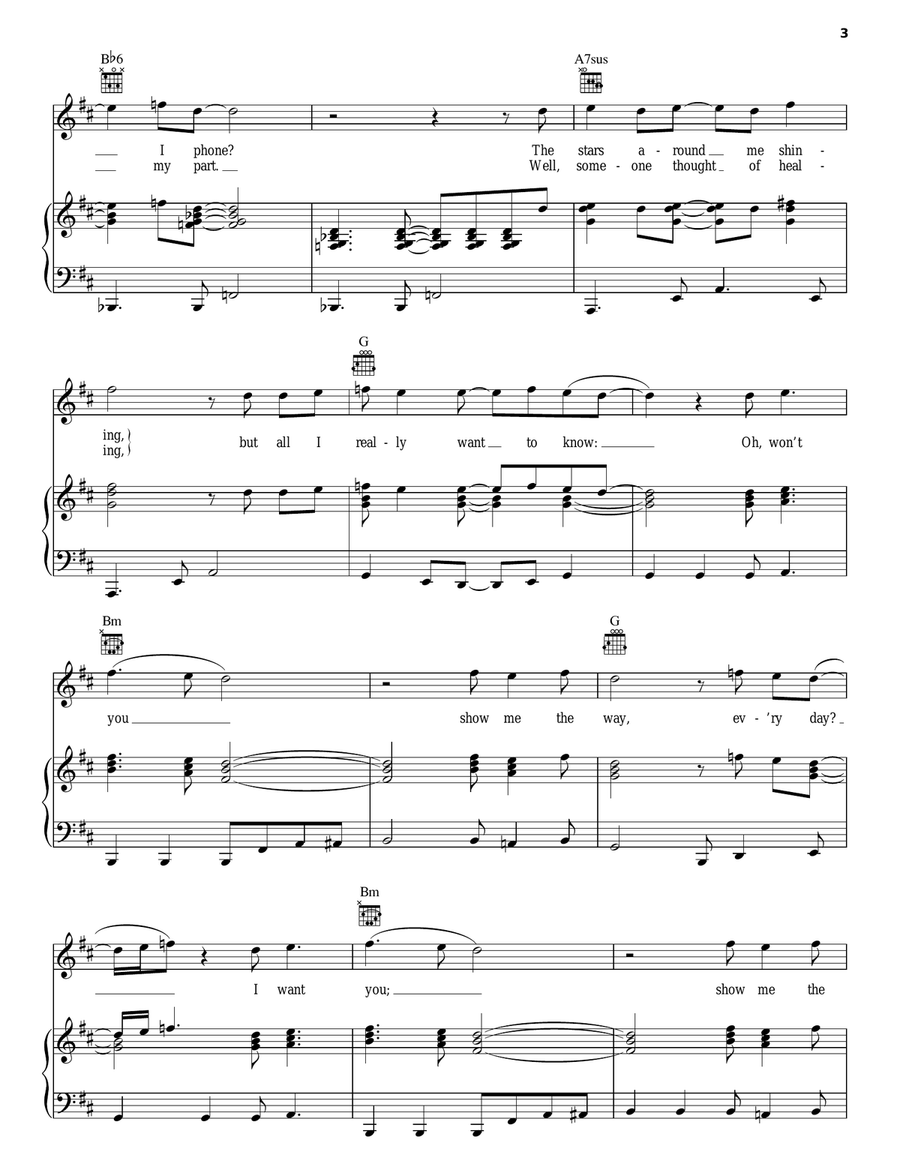Show Me The Way Show Me The Way Piano, Vocal, Guitar scores gallery preview page 3